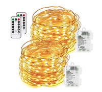 Makion Led Fairy Lights 100 LEDs 8 Modes with Remote & Timmer Decorative Fairy Battery Powered String Lights, Copper Wire Light for Bedroom,Wedding(33ft/10m Warm White 2PACK)