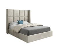 Makis Straight Winged Upholstered Soft Velvet Designer Bed Frame