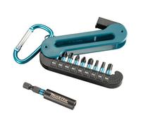 Makita 10 Piece Black Impact Driver Rated Bit Set Pozi Pz2 + Holder + Carabiner