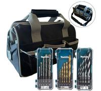 Makita 16 Piece Hss Metal Brad Point Wood Tct Masonry Mix Drill Bit Set + Bag