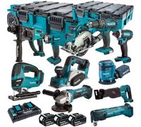 Makita 18V 11 Piece Combo Tool Kit 3 x 5.0Ah Battery & MAKTRAK Trolley Toolbox