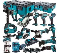 Makita 18V 13 Piece Combo Tool Kit 3 x 5.0Ah Battery & MAKTRAK Trolley Toolbox