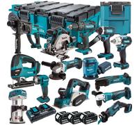 Makita 18V 14 Piece Combo Tool Kit 3 x 5.0Ah Battery & MAKTRAK Trolley Toolbox