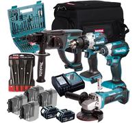 Makita 18V 4 Piece Combo Kit 2 x 5Ah Battery Charger & Accessories T4TKIT-17235