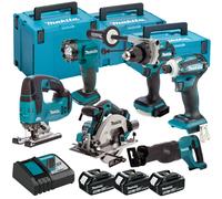 Makita 18V 6 Piece Combo Tool Kit 3 x 5.0Ah Battery Charger & Case T4TKIT-244