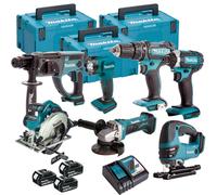 Makita 18V 7 Piece Power Tool Kit with 3 x 5.0Ah Battery & Charger T4TKIT-16458