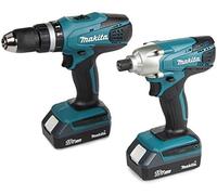 MAKITA 18V Cordless Combi Lithium Drill & Lithium Impact Driver Twin Pack Complete KIT with Heavy Duty Carrying CASE + Free MAKITA Gold Impact Accessories