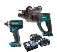 Makita 18V DHR202Z Rotary Hammer DTD152Z Impact Driver 2 x 5.0AH Battery Charger