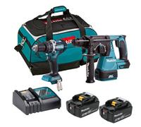 Makita 18V Dlx2204Tx3 Brushless Kit - Dhp484 Combi Hammer Drill Dhr242 Sds Drill