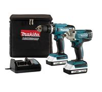 Makita 18V Li-Ion Brushed Cordless Combi Drill & Impact Driver (2 X 2Ah) Dk18922Ax2