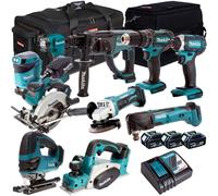 Makita 18V LXT 10 Piece Power Tool Kit 3 x 5.0Ah Batteries & Charger T4TKIT-265