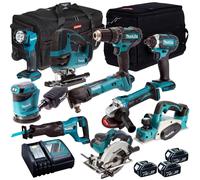 Makita 18V LXT 10 Piece Power Tool Kit 3 x 5.0Ah Battery Charger Bag T4TKIT-262