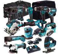 Makita 18V LXT 11 Piece Power Tool Kit 3 x 5.0Ah Battery Charger Bag T4TKIT-261