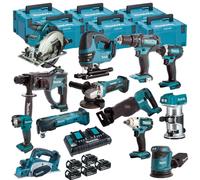 Makita 18V LXT 13 Piece Power Tool Kit 5 x 5.0Ah Battery & Charger T4TKIT-16465