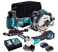 Makita 18V LXT 3 Piece Tool Kit With 2 x 5.0Ah Batteries Charger & Bag T4TKIT-67
