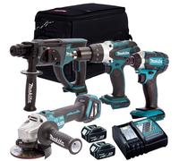 Makita 18V LXT 4 Piece Combo Tool Kit 2 x 5.0Ah Battery & Charger T4TKIT-1520