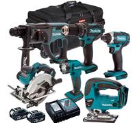 Makita 18V LXT 6 Piece Combo Tool Kit 2 x 5.0Ah Battery Charger & Bag T4TKIT-193