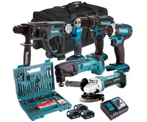 Makita 18V LXT 6 Piece Combo Tool Kit 3 x 5.0Ah Battery Charger & 100pcs Bit Set