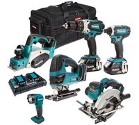 Makita 18V LXT 6 Piece Combo Tool Kit 3 x 5.0Ah Battery Charger & Bag T4T6051PT