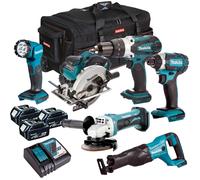 Makita 18V LXT 6 Piece Combo Tool Kit 3 x 5.0Ah Battery Charger & Bag T4T6072PT