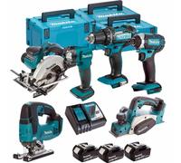 Makita 18V LXT 6 Piece Monster Tool Kit with 3 x 5.0AH Batteries Charger & Case