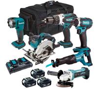 Makita 18V LXT 6 Piece Power Tool Kit 3 x 5.0Ah Battery Charger Bag T4TKIT-3424