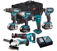 Makita 18V LXT 6 Piece Tool Power Tool Kit 3 x 5.0Ah Battery Charger T4TKIT-4272