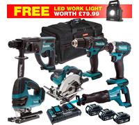 Makita 18V LXT 7 Piece Combo Tool Kit 3 x 5.0Ah Battery Charger Bag T4TKIT-27804