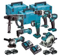 Makita 18V LXT 7 Piece Power Tool Kit 4 x 5.0Ah Battery & Charger T4TKIT-16464