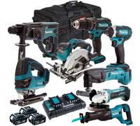 Makita 18V LXT 8 Piece Power Tool Kit 3 x 5Ah Battery Charger & Bag T4TKIT-4344