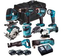 Makita 18V LXT 9 Piece Power Tool Kit 3 x 5.0Ah Battery Charger & Bag T4TKIT-318