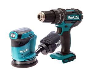 Makita 18V LXT Cordless 2 Speed DHP482Z Combi Drill and DBO180Z Sander Body Only