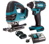 Makita 18V LXT DJV180 Jigsaw + DTD152 Impact Driver 2 x 5.0AH Battery & Charger