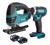 Makita 18V LXT DJV180Z Jigsaw + DTD152Z Impact Driver with 2 x 5.0AH Batteries