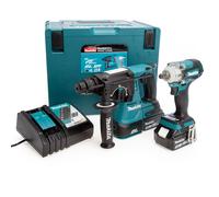 Makita 18V LXT Rotary Hammer & 1/2"D Impact Wrench 2 x 5.0Ah Batts DLX2372TJ