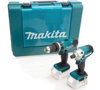 Makita 18V Twin Kit Dhp453 Combi Hammer Drill + Dtd156 Impact Driver + Case Bare