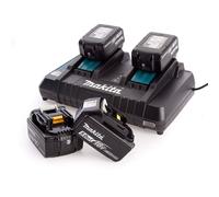 Makita 197627-6 Dual Port Charger with Four BL1850B 18V 5 Ah Batteries, Black