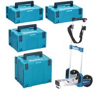 Makita 4 Piece MakPac Connector Stackable Power Tool Case Set and Case Trolley