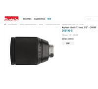 Makita 763196-5 Keyless Chuck 13mm x 1/2" For BDF441 BDF451 BHP441 BHP451 Drills