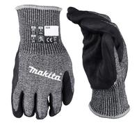 Makita Gloves Advanced FitKnit - Cut Level 7 Nitrile Coated Dipped, Black/Grey L Pack of 1