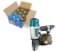 Makita An613 Pneumatic Coil Nailer Air Pin Gun And 9000 2.3 50mm Flat Coil Nails