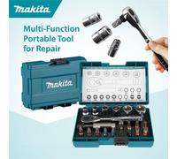 Makita B-54081 21 Piece Bit Set Ratchet Screwdriver 1/4 Hex Shank Case + Holder