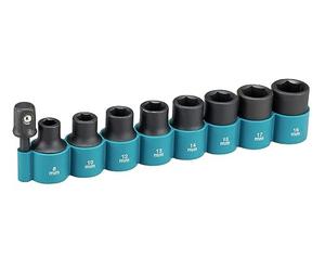Makita B-54645 9 Piece Cr-Mo 1/2" Impact Socket Set with 1/4" Hex Adapter