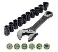 Makita B-65458 11Pc Pass Through Reversible Adjustable Wrench + Spline Sockets