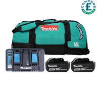 Makita BL1830 18V 3Ah LXT Battery Twin Pack With Dual Port Charger & LXT600 Bag