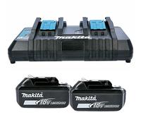 Makita BL1850 18v 2 x LXT 5.0ah Lithium-Ion Batteries + DC18RD Dual Port Charger