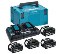 Makita BL1860 18v 4 x 6.0ah Lithium Batteries DC18RD Dual Port Charger + Makpac