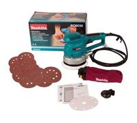 Makita Bo6030 240V Corded Random Orbital Sander 150mm 6" + Dust Bag + 11 Sheets