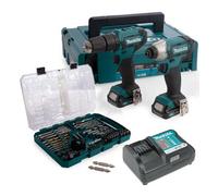 Makita Clx228Aj 12V Cordless Combi Hammer Drill & Impact Driver + 75 Accessories