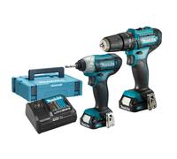 Makita CLX228AJ 12V Max Li-ion CXT 2 Piece Kit comprising HP333DZ, TD110DZ Complete with 2 x 2.0 Ah Li-ion Batteries and Charger Supplied in a Makpac